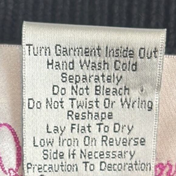 Quacker Factory Sweater Black Sequins Cable Knit V-Neck Festive Fall Winter L - Picture 8 of 8